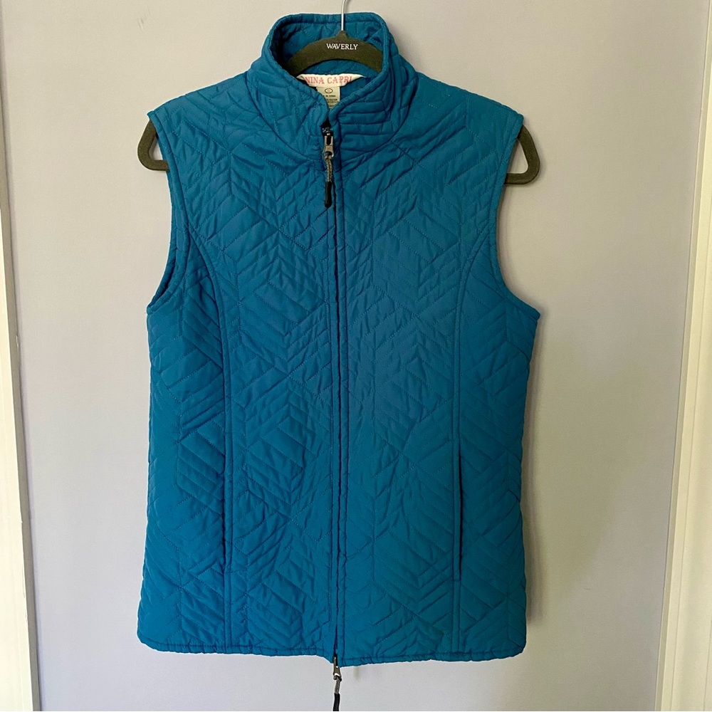 Dusty Blue Quilted Vest with pockets